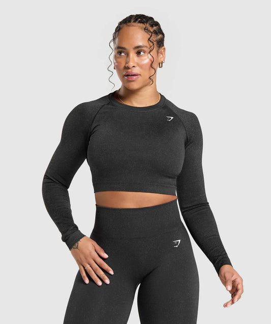 Adapt fleck seamless long sleeves crop top