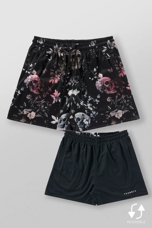 Skulls & roses reversible short