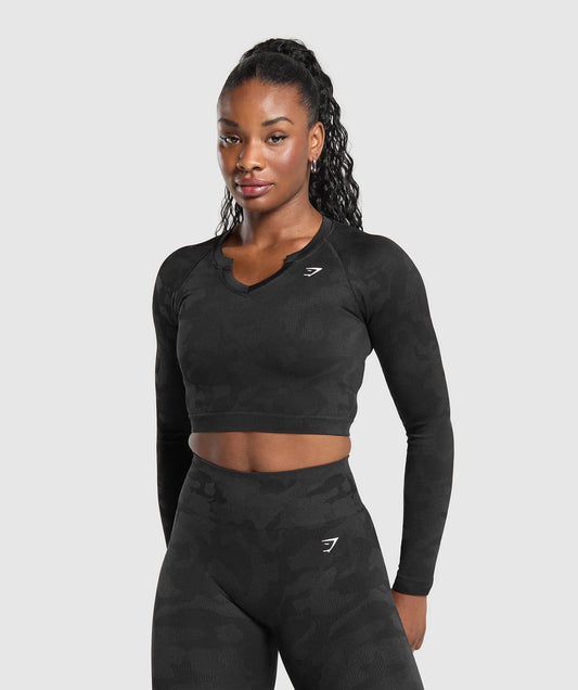 Adapt camo long sleeve crop top